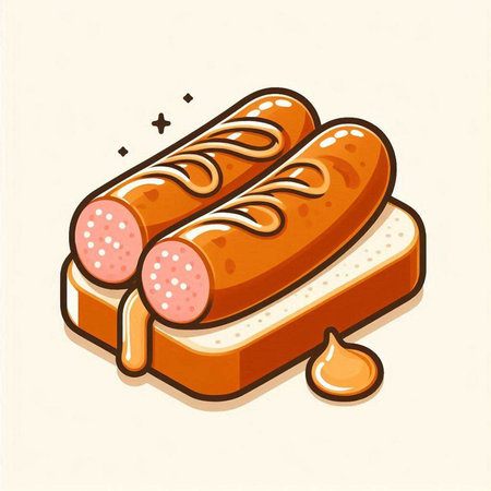 Sausage and bread icon. Vector illustration of fast food.のイラスト素材