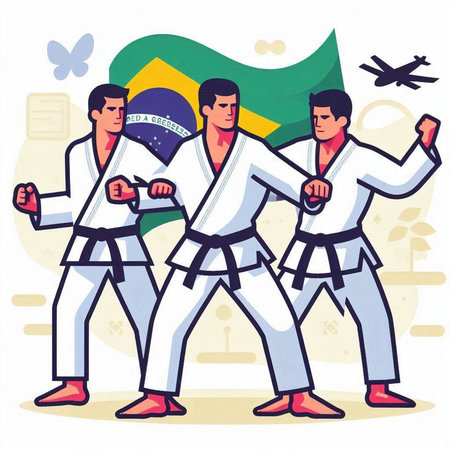 Taekwondo. Vector illustration in a flat cartoon style.のイラスト素材