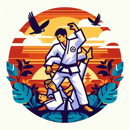 Tae Kwon Do (Kung fu). Vector illustration.のイラスト素材