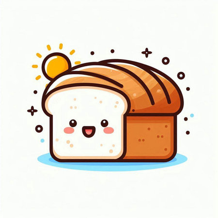Cute bread character. Vector illustration isolated on white background. Cartoon style.のイラスト素材