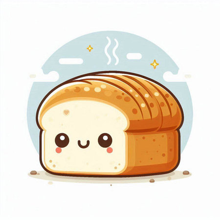 Cute cartoon illustration of a loaf of bread. Vector illustration.のイラスト素材
