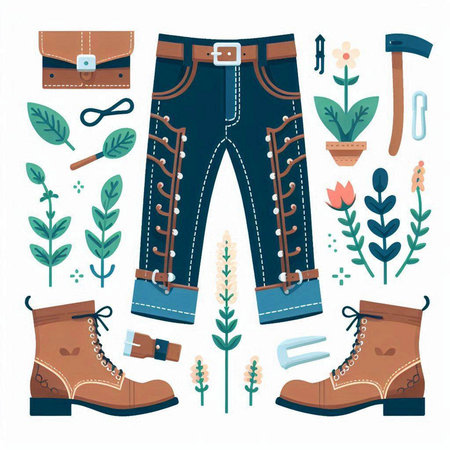 Vector set of clothes and accessories. Illustration in flat style.のイラスト素材