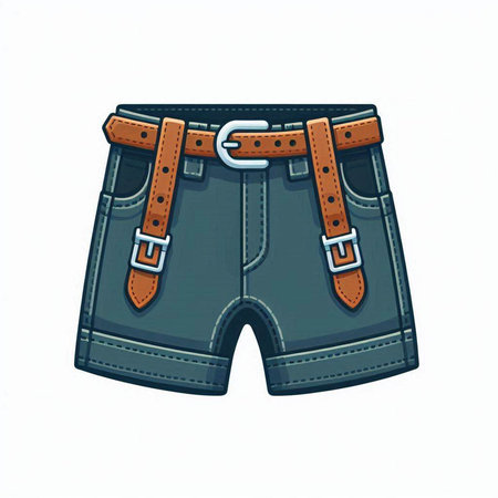 Men's denim shorts isolated on a white background. Vector illustration.のイラスト素材