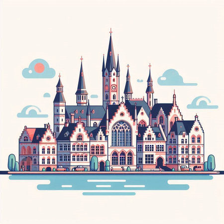 Cathedral of the Holy Trinity in Gdansk, Poland. Vector illustration.のイラスト素材