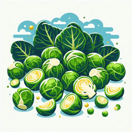 Brussels sprouts on a white background. Vector illustration.のイラスト素材