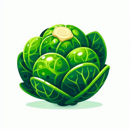 Cabbage in cartoon style on a white background. Vector illustration.のイラスト素材