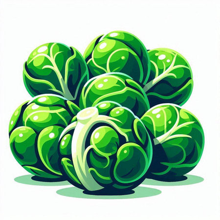 Brussels sprouts isolated on white background. Vector illustration.のイラスト素材