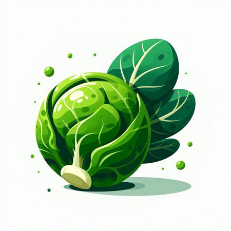 Brussels sprout isolated on white background. Vector illustration.のイラスト素材