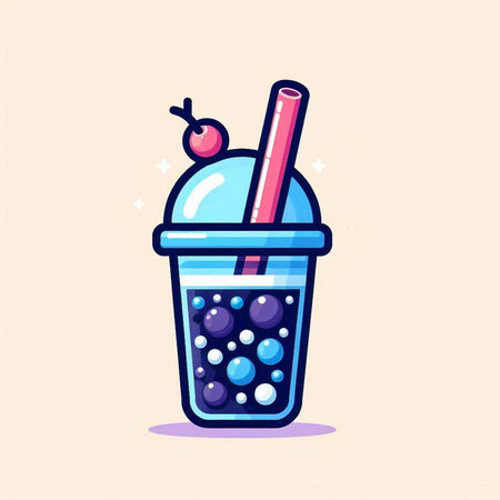 Milkshake in a glass with a straw. Vector illustration.のイラスト素材