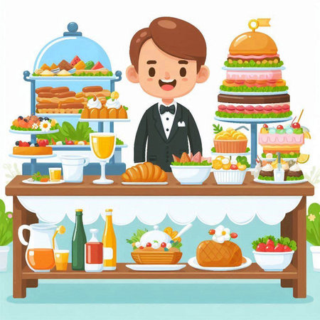 Catering Service. Vector Illustration of Catering Serviceのイラスト素材