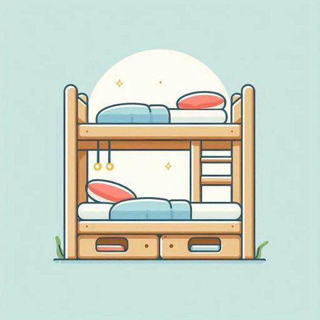 Bunk bed. Vector illustration in flat design style. Bunk bed.のイラスト素材