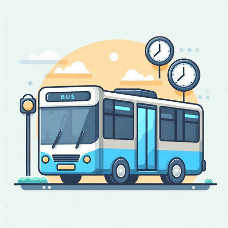 Vector illustration of public transport in flat design style. Public transport concept.のイラスト素材