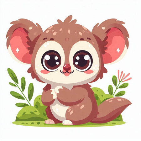 Cute koala sitting on the grass. Vector cartoon illustration.のイラスト素材