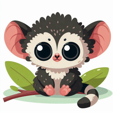Cute cartoon hedgehog sitting on a branch. Vector illustration.のイラスト素材