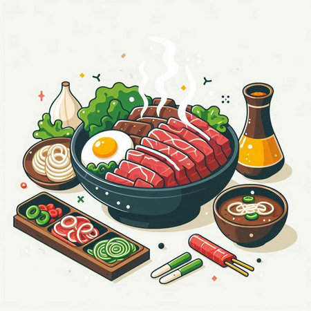 Illustration of Japanese Cuisine - Sashimi with Soy Sauceのイラスト素材