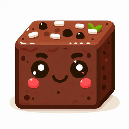Cute chocolate cake with face. Vector illustration on white background.のイラスト素材