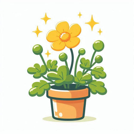 Flower in a pot on a white background. Vector illustration.のイラスト素材