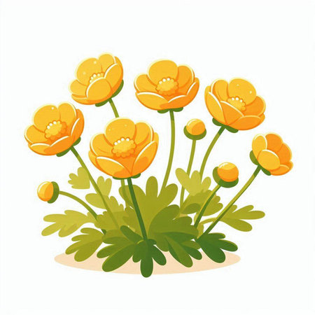 cute yellow flowers isolated on white background, vector illustration, eps10のイラスト素材