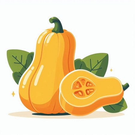 Pumpkin vector illustration isolated on white background. Vegetables in cartoon style.のイラスト素材