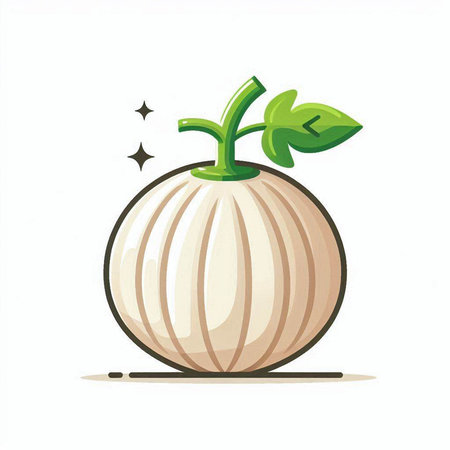 Illustration of a whole fresh onion isolated on a white background.のイラスト素材