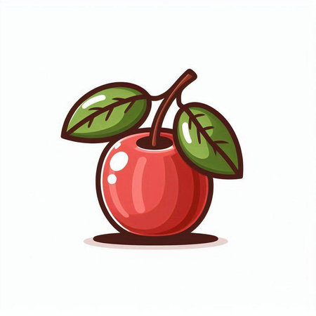 Cherry vector illustration isolated on white background. Cute cartoon cherry fruit.のイラスト素材