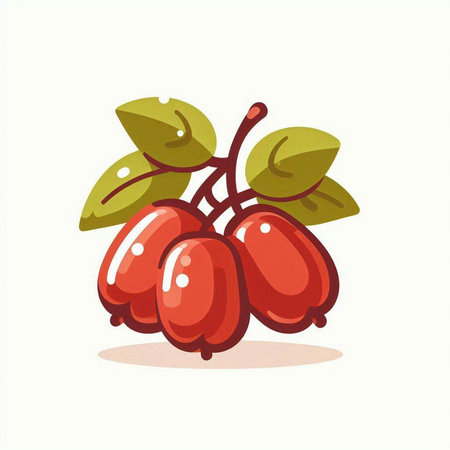Vector illustration of a rowan berry isolated on white background.のイラスト素材