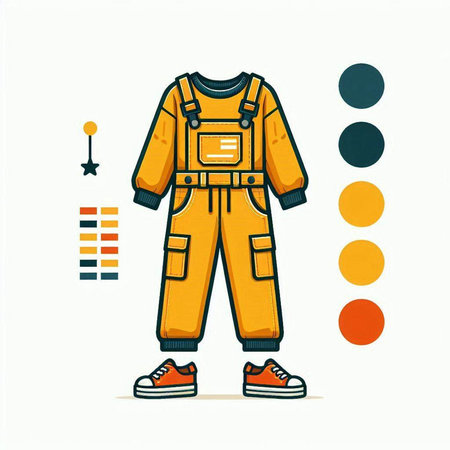 Vector illustration of a yellow astronaut suit. Isolated on white background.のイラスト素材