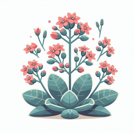 Flowering succulent isolated on white background. Vector illustration.のイラスト素材