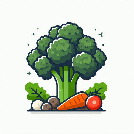 Broccoli, carrot, beetroot, potato, radish. Vector illustration.のイラスト素材