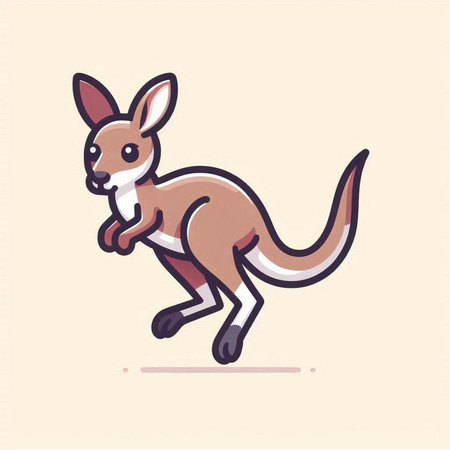 Kangaroo running vector illustration. Cartoon style kangaroo icon.のイラスト素材