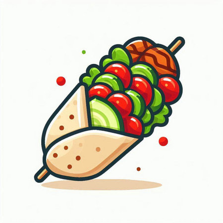 Vector illustration of kebab icon. Hand drawn kebab icon.のイラスト素材