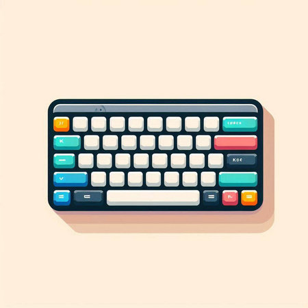 Computer keyboard isolated on light background. Vector illustration in flat style.のイラスト素材