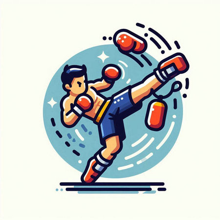 Boxing, kickboxing, kickboxing, vector illustration, flat designのイラスト素材
