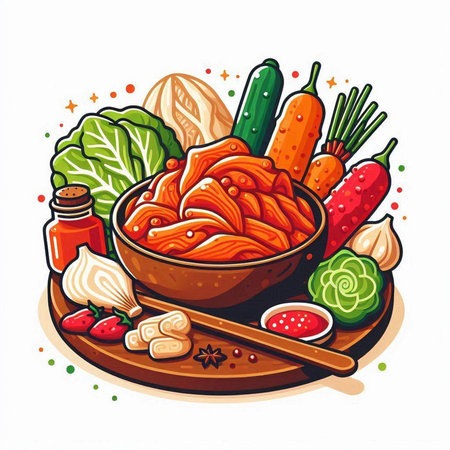 Vegetarian food vector illustration. Pasta in bowl with ingredients for cooking.のイラスト素材