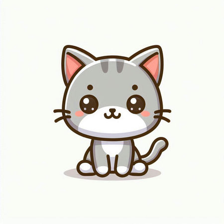 Cute cat cartoon character. Cute kawaii vector illustration.のイラスト素材