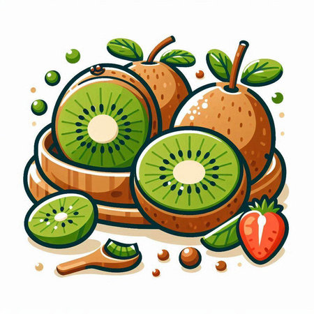 Kiwi fruit. Vector illustration of kiwi fruit.のイラスト素材