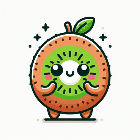 Cute kiwi fruit character. Vector flat cartoon kiwi fruit character illustration icon.のイラスト素材