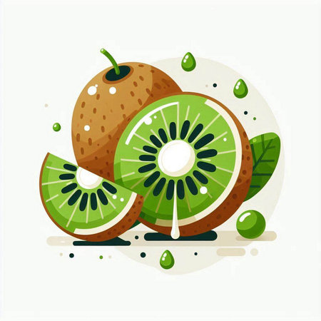 Kiwi fruit vector illustration on white background. Vector illustration.のイラスト素材