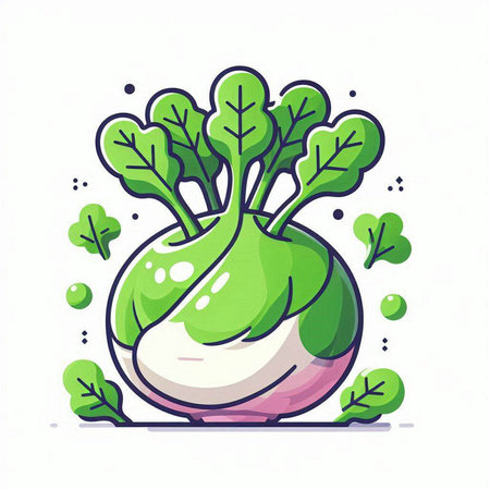 Cute kohlrabi vector illustration. Vegetable icon.のイラスト素材