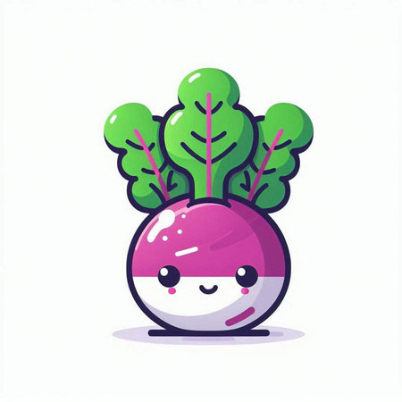 Cute kawaii radish. Vector illustration in cartoon styleのイラスト素材