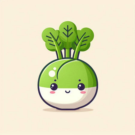 cute kawaii kawaii turnip vegetable cartoon vector illustrationのイラスト素材