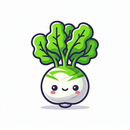 Cute kawaii turnip vegetable character. Vector cartoon illustrationのイラスト素材