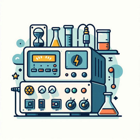 Laboratory equipment. Science and research. Vector illustration in thin line style.のイラスト素材