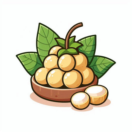 Longkong fruit on white background. Vector illustration of longkong.のイラスト素材