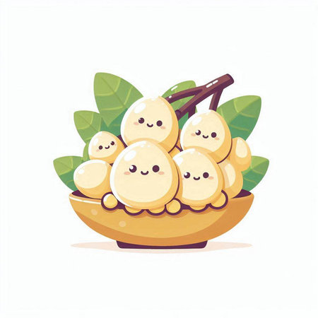 Funny cartoon fruit character. Vector illustration on white background. Isolated.のイラスト素材