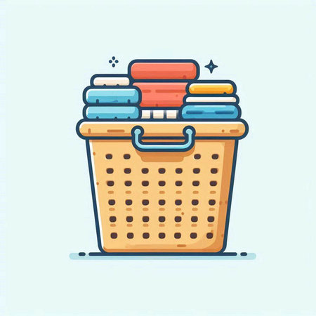 Laundry basket line icon, vector illustration, flat design.のイラスト素材