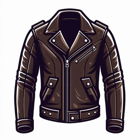 Vector illustration of a leather jacket isolated on a white background. Cartoon style.のイラスト素材