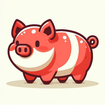 Cute cartoon pig. Vector illustration of a piggy bank.のイラスト素材
