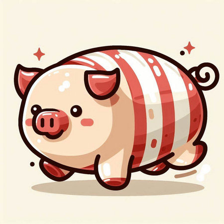 Cute cartoon pig. Vector illustration. Isolated on white background.のイラスト素材