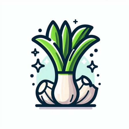Garlic icon. Vector illustration in flat style. Isolated on white background.のイラスト素材